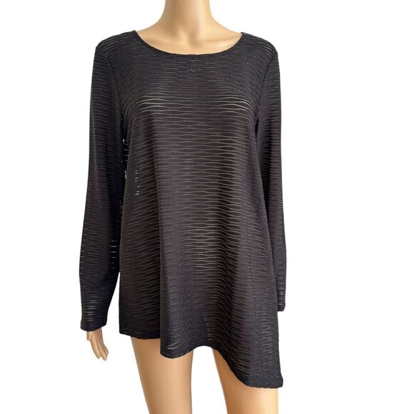 Calvin Klein semi-sheer metallic thread asymmetric hem blouse size M NWT - Picture 1 of 7